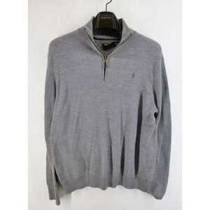 Polo Ralph Lauren Sweater Mens XL Merino Wool 1/4 Zip Gray